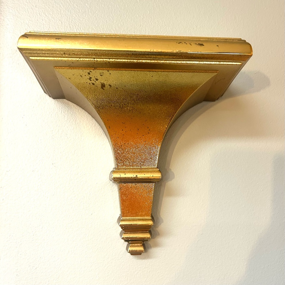 VTG Home Interior Homco Gold Wall Shelf Plastic Hollywood Regency 90s
